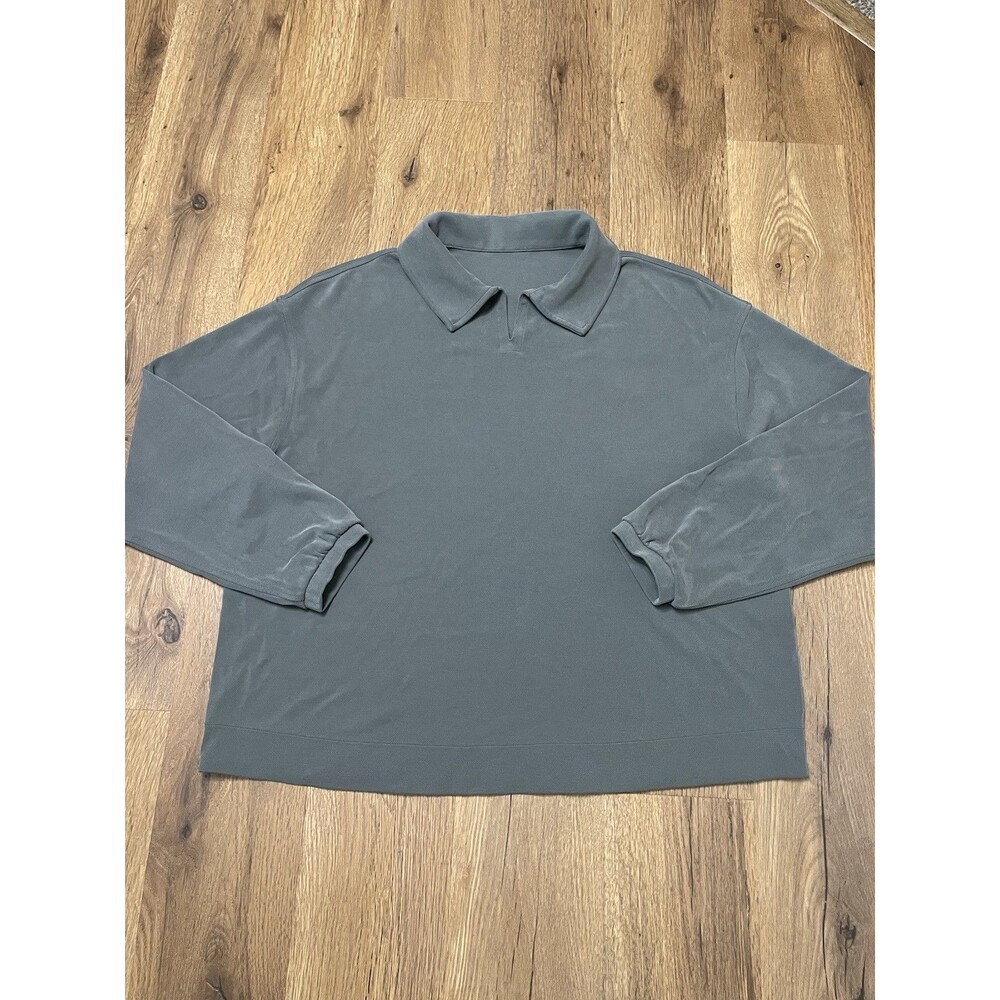 Lululemon Women Large Modal Relaxed Crop Pullover Top Pale Sage  Long Sleeve